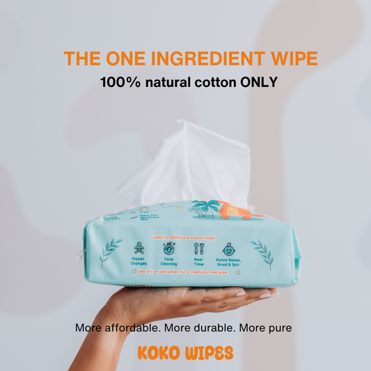 Koko Wipes: Dry Pure 100% Cotton Wipes | 6 pack