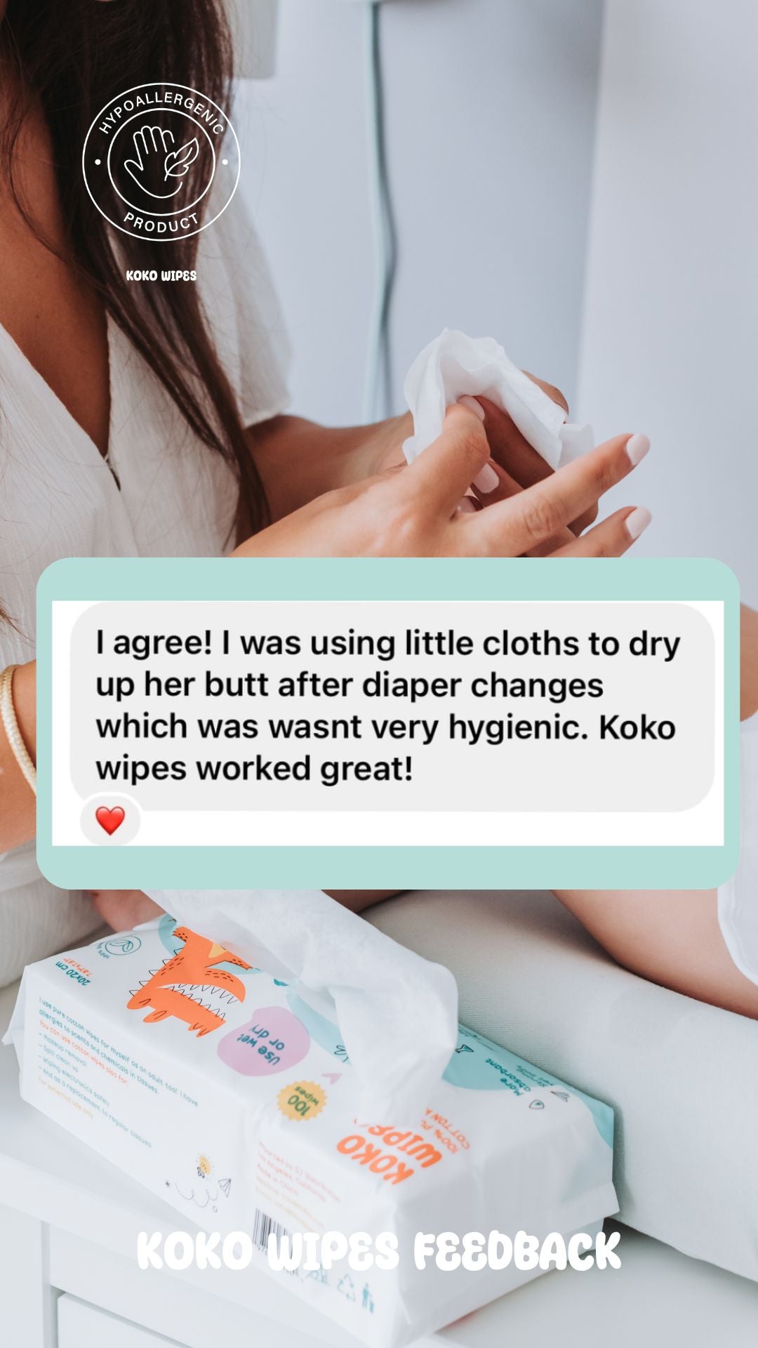 Koko Wipes: Dry Pure 100% Cotton Wipes | 6 pack