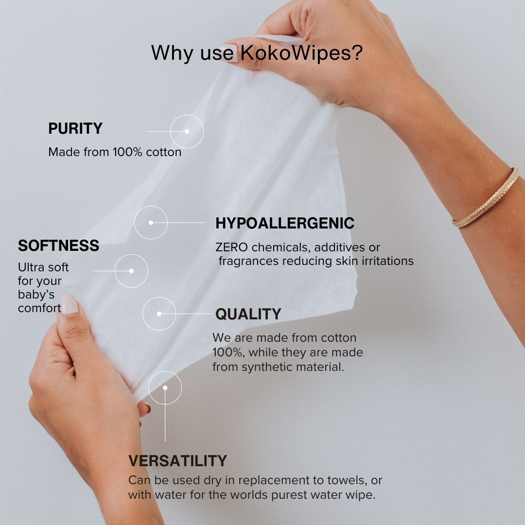 Koko Wipes: Dry Pure 100% Cotton Wipes | 6 pack